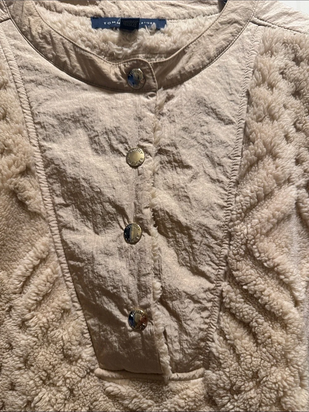 Tommy Hilfiger Textured Sherpa Crewneck Sweater in Beige Woman  L
